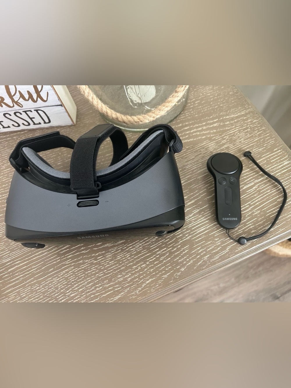 Samsung Gray and Black VR Headset with Remote Controller